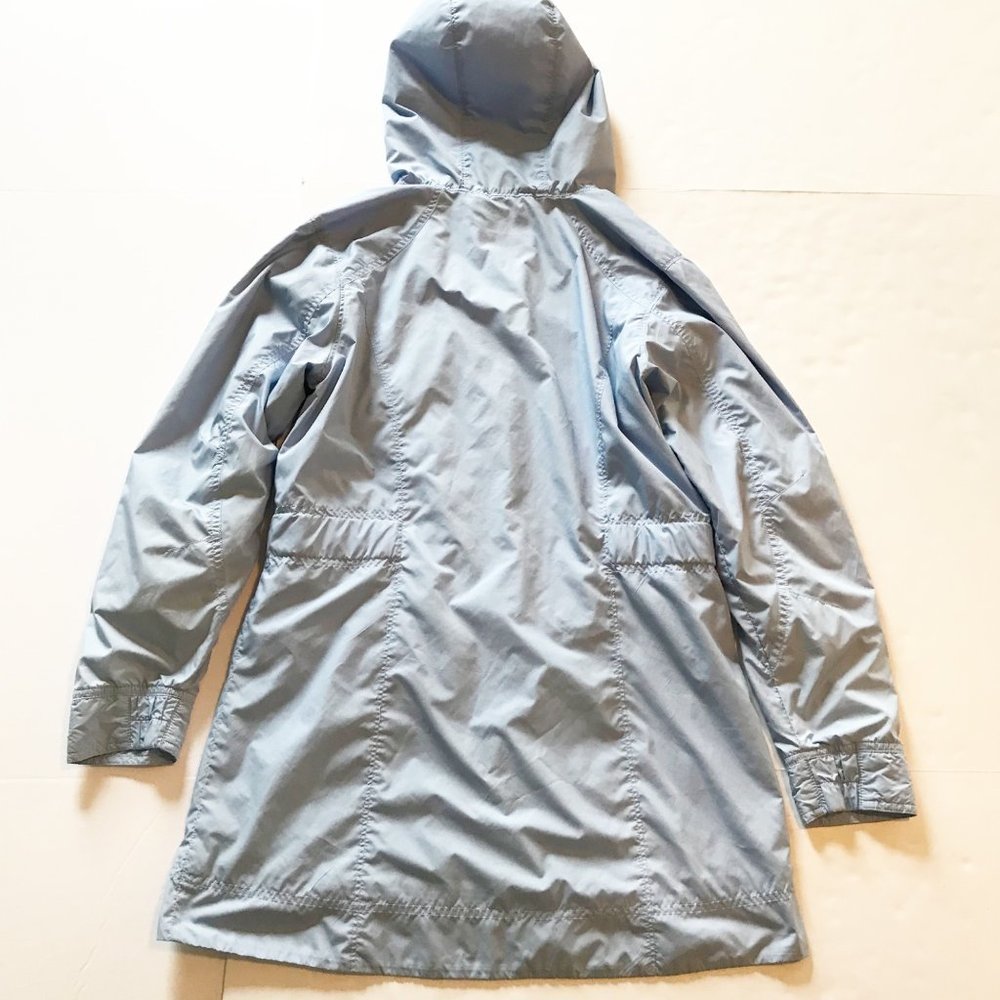 COLUMBIA Vintage Light Blue Hooded Dual Zip Rain Jacket Womens Small - Picture 2 of 8